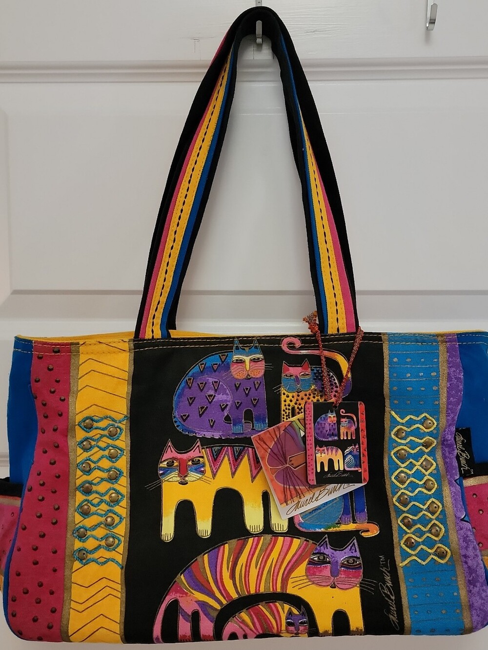 laurel burch fantastic Cat feline tote bag shoulder purse 10x15x4" - Picture 8 of 8